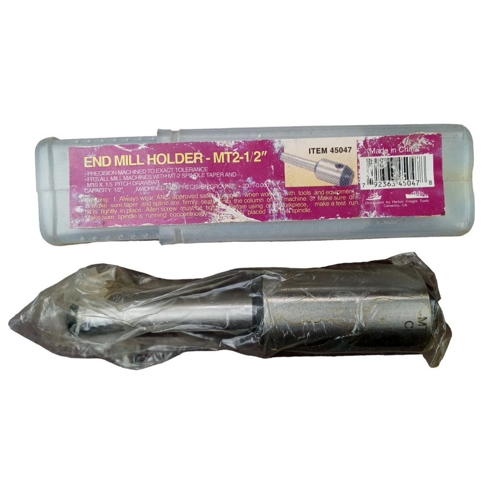 End Mill Holder MT2 Half Inch 1/2" Harbor Freight New Old Stock Machinist 45047